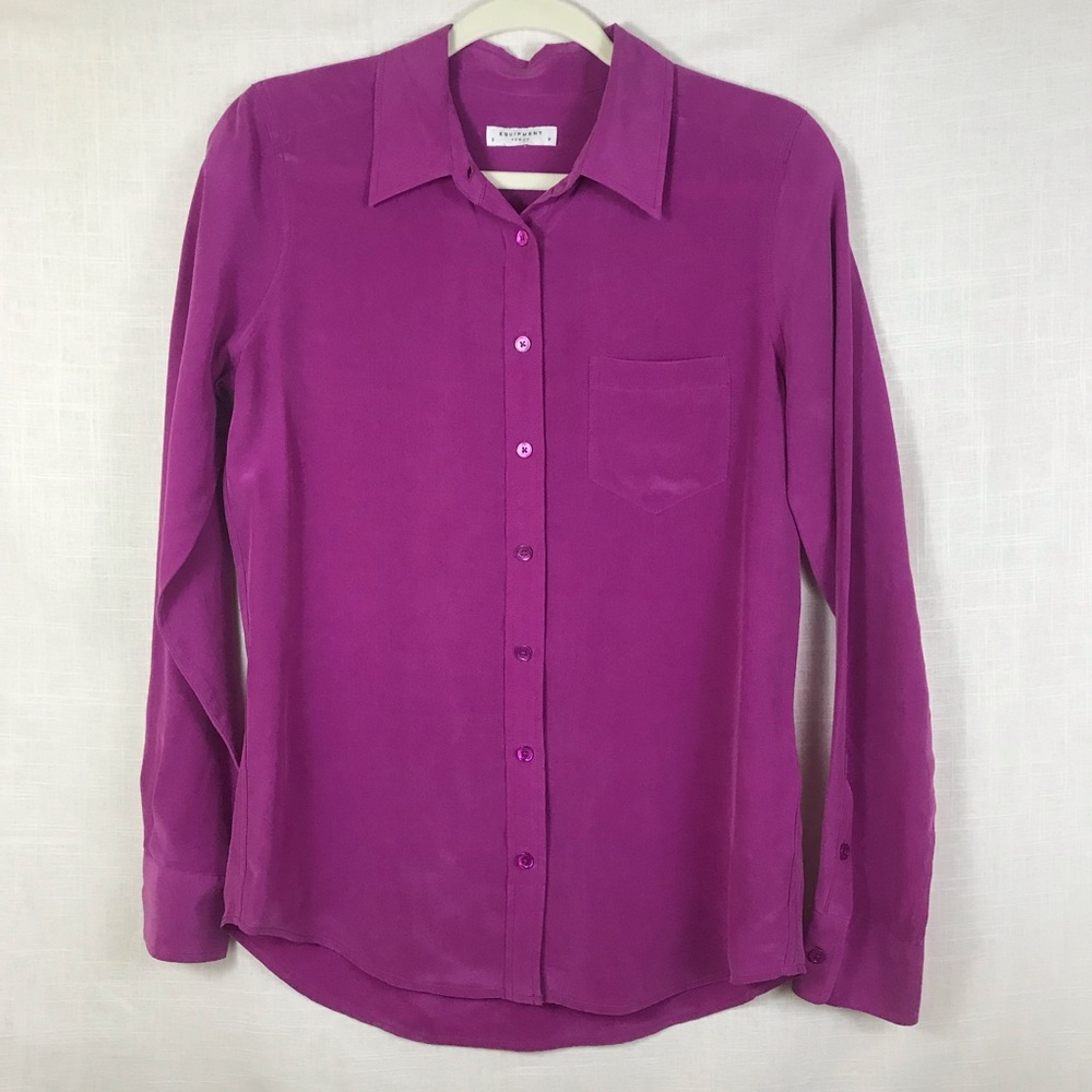 Equipment pink silk button down blouse